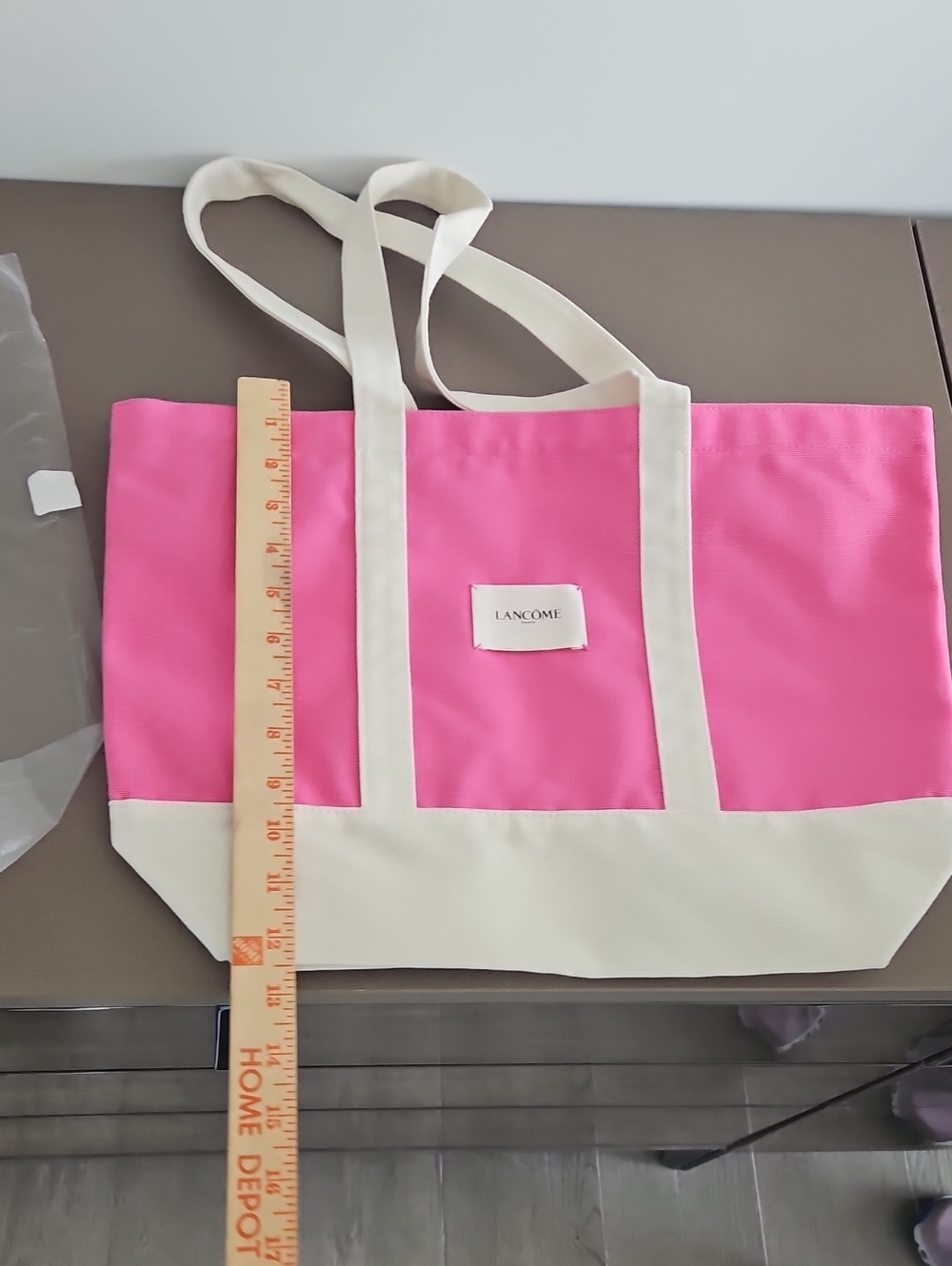 Lancôme Pink and White Canvas Tote Bag
